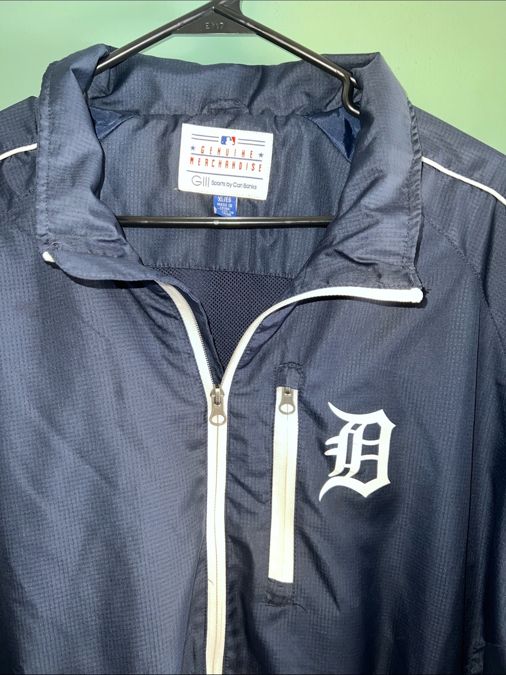 G-III Sports by Carl Banks Detroit Tigers Navy Windbreaker Jacket White Trim XL - Picture 2 of 5